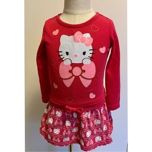 Hello Kitty Magenta Long Sleeve Toddler Dress Size 3T